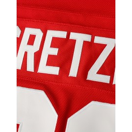 Men's #99 Gretzky Canada Cup Ice Hockey Jersey - Vintage Red & White Design, Name & Logo, Moisture-Wicking, Breathable Polyester, V-Neck, Long Sleeve for Team Sports & Casual Wear, Patriotic Clothing | Retro Sports Attire | Detailing