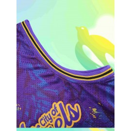 24 Purple Blue Basketball Sportswear, Training And Competition Sportswear, High-end Men'S Clothing, Top And Vest Suitable For Sports And Daily Wear