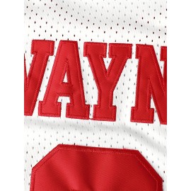 Wayman Hillman College #9 Men's Basketball Jersey - Breathable, Loose-Fit White Mesh Vest with Red & Black Striped Accents, 