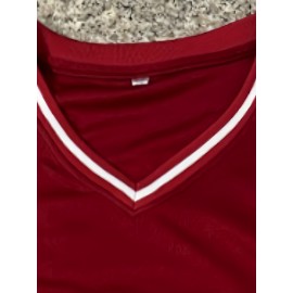 Men'S # 22 Embroidered Basketball Shirt - Breathable And Lightweight Casual Sportswear In Deep Red - Training And Competition