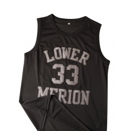 Men's #33 Black Vintage Basketball Jersey - Breathable Mesh Sleeveless Throwback with Details for Sports, Parties & Casual Wear, Streetwear Jersey | Retro Sportswear | Moisturewicking Jersey