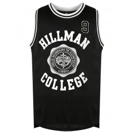 Wayne #9 Hillman College Black Basketball Jersey - Sleeveless Sports Shirt for Men, Moisture-Wicking & Breathable Polyester, Perfect for Casual, Party, and Athletic Wear, Athletic Apparel | Sleeveless Top | Detailing