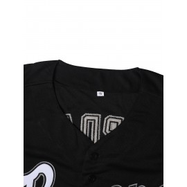 1994 Jordan Birmingham Baseball Jersey #45 - Vintage Retro V-Neck Button-Up, Moisture-Wicking Breathable Polyester, Loose Fit S-3XL for Men's Sports, Casual & Party Wear, Machine Washable