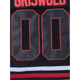 Men'S Ice Hockey Sweatshirt # 00 Black Breathable V-neck Embroidered Polyester Sweatshirt