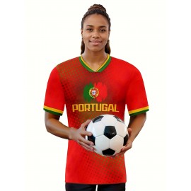 Professional Sports Fabric Women's Creative Pattern Print Country Home Soccer Jersey T-shirt, As Gifts For Sports Fans