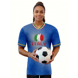 Professional Sports Fabric Women's Creative Pattern Print Country Home Soccer Jersey T-shirt, As Gifts For Sports Fans