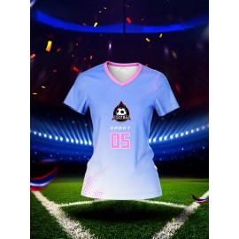 Custom Name and Number Women'S V-Neck Football Jersey Team Training Sportswear Comfortable Breathable Quick-Dry Casual Leisure Polyester Knit Fabric Spring/Summer/Fall